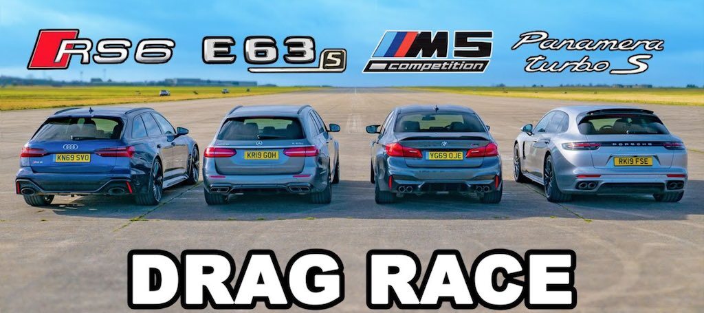 DRAG RACE: BMW M5 vs Audi RS6 vs AMG E63 vs Porsche Panamera